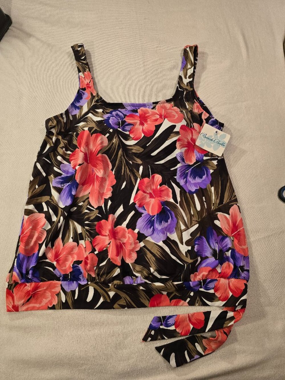 Beach Belle Swimsuits For All Blouson Tankini Swim Top Tropical Floral NWT 22